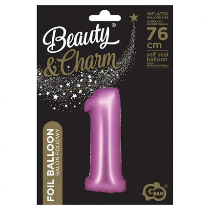 Rózsaszín Satin Pink 1-es szám fólia lufi 76 cm