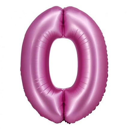 Rózsaszín Satin Pink 0-ás szám fólia lufi 76 cm