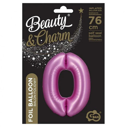 Rózsaszín Satin Pink 0-ás szám fólia lufi 76 cm
