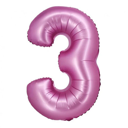 Rózsaszín Satin Pink 3-as szám fólia lufi 76 cm
