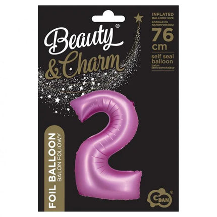 Rózsaszín Satin Pink 2-es szám fólia lufi 76 cm