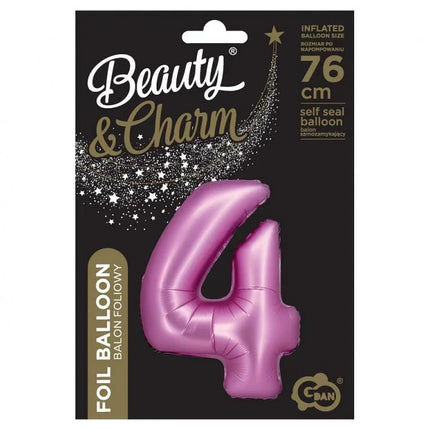Rózsaszín Satin Pink 4-es szám fólia lufi 76 cm