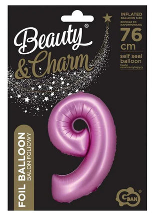 Rózsaszín Satin Pink 9-es szám fólia lufi 76 cm