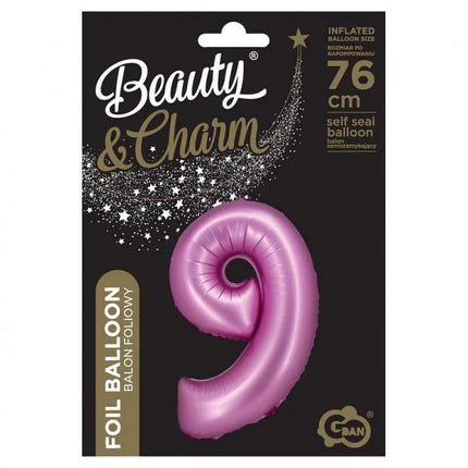 Rózsaszín Satin Pink 9-es szám fólia lufi 76 cm