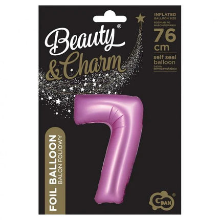 Rózsaszín Satin Pink 7-es szám fólia lufi 76 cm