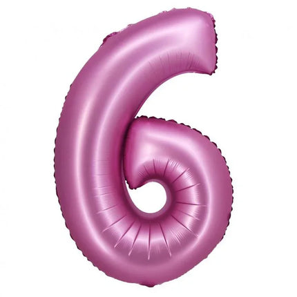 Rózsaszín Satin Pink 6-os szám fólia lufi 76 cm