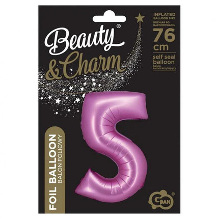 Rózsaszín Satin Pink 5-ös szám fólia lufi 76 cm