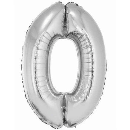 Ezüst 0-ás Silver szám fólia lufi 76 cm