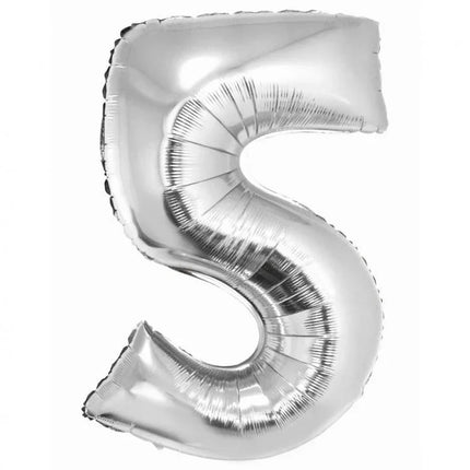 Ezüst 5-ös Silver szám fólia lufi 76 cm