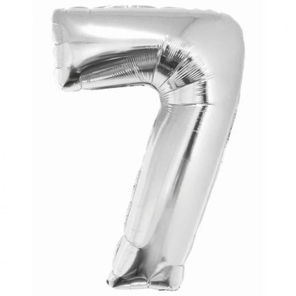 Ezüst 7-es Silver szám fólia lufi 76 cm