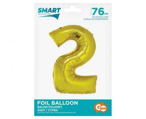 Arany 2-es Gold szám fólia lufi 76 cm