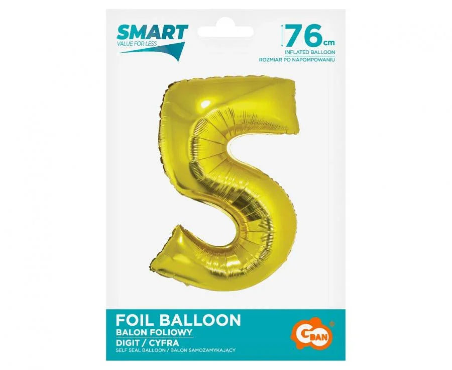 Arany 5-ös Gold szám fólia lufi 76 cm