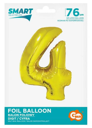 Arany 4-es Gold szám fólia lufi 76 cm