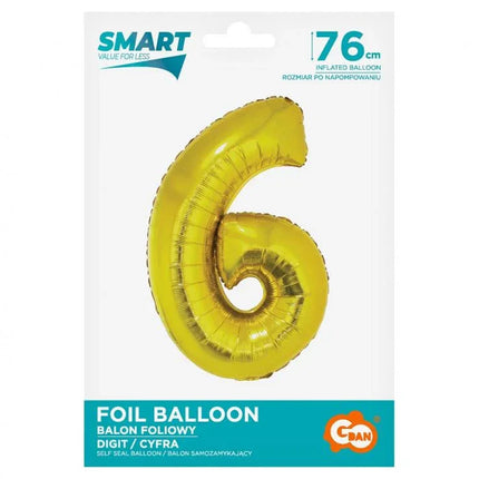 Arany 6-os Gold szám fólia lufi 76 cm