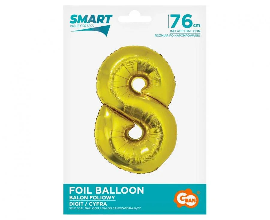 Arany 8-as Gold szám fólia lufi 76 cm