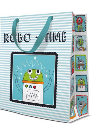 Robot Robo-Time papír ajándéktasak, ajándékzacskó 20x25x10 cm