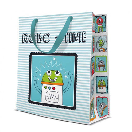 Robot Robo-Time papír ajándéktasak, ajándékzacskó 20x25x10 cm