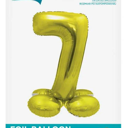 Arany 7-es Gold szám fólia lufi talppal 72 cm