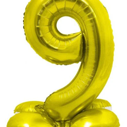 Arany 9-es Gold szám fólia lufi talppal 72 cm