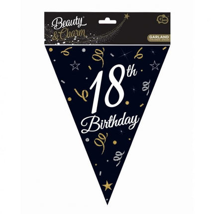Happy Birthday 18 B&C zászlófüzér 270 cm