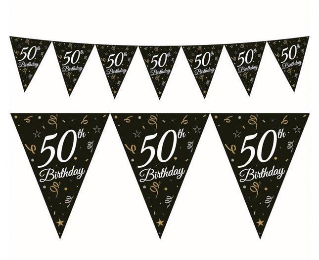 Happy Birthday 50 B&C zászlófüzér 270 cm