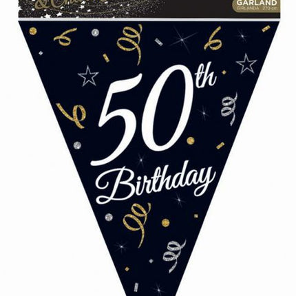 Happy Birthday 50 B&C zászlófüzér 270 cm