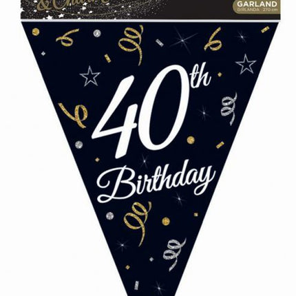 Happy Birthday 40 B&C zászlófüzér 270 cm