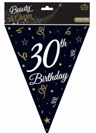 Happy Birthday 30 B&C zászlófüzér 270 cm