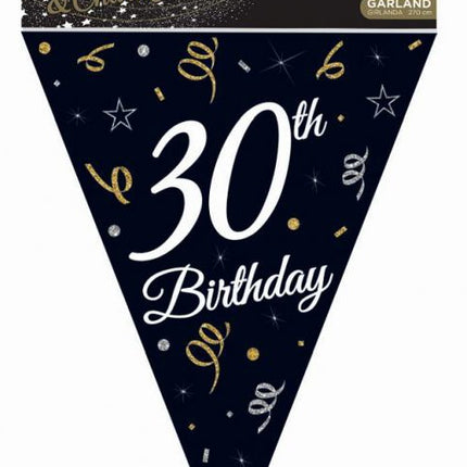Happy Birthday 30 B&C zászlófüzér 270 cm