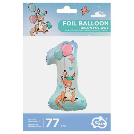 Happy Birthday Kangaroo, Kenguru 1-es szám fólia lufi 77 cm