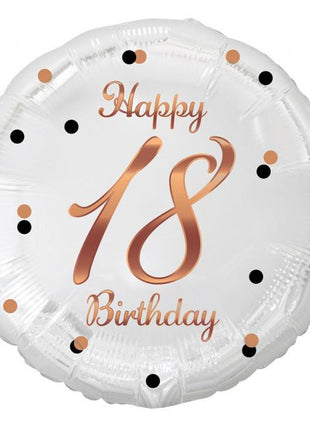 Happy Birthday 18 B&C White fólia lufi 36 cm