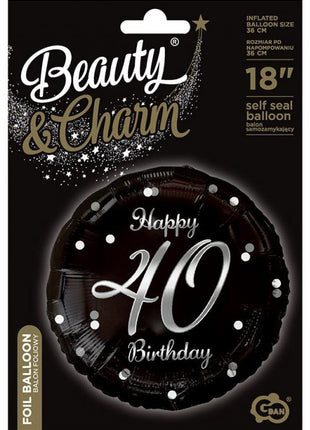 Happy Birthday 40 B&C Silver fólia lufi 36 cm