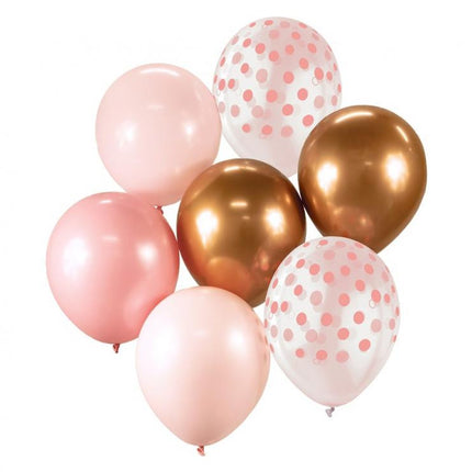 Színes Pink-Copper léggömb, lufi szett 7 db-os 30cm (12 inch)