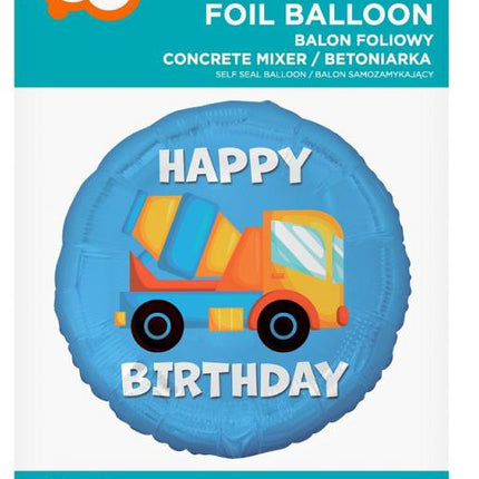 Betonkeverő Happy Birthday Concrete Mixer fólia lufi 36 cm