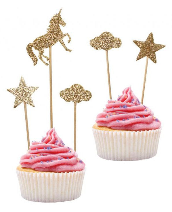 Unikornis Star csillámos torta dekoráció szett 5 db-os