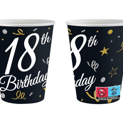 Happy Birthday 18 B&C papír pohár 6 db-os 200 ml