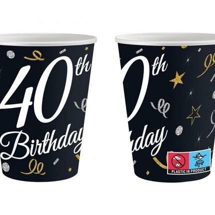Happy Birthday 40 B&C papír pohár 6 db-os 200 ml