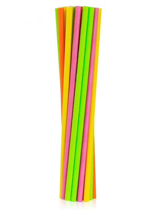 Színes Neon papír szívószál 24 db-os