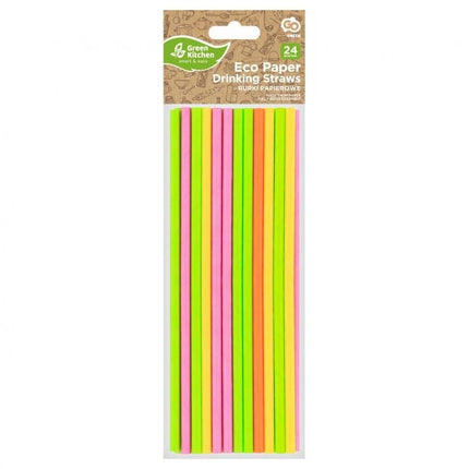 Színes Neon papír szívószál 24 db-os
