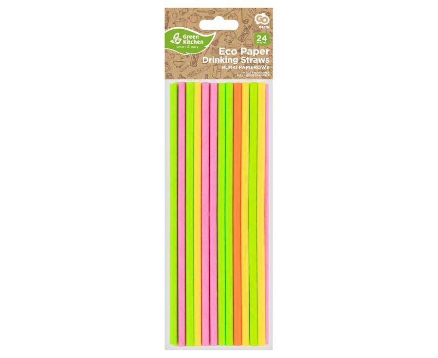 Színes Neon papír szívószál 24 db-os