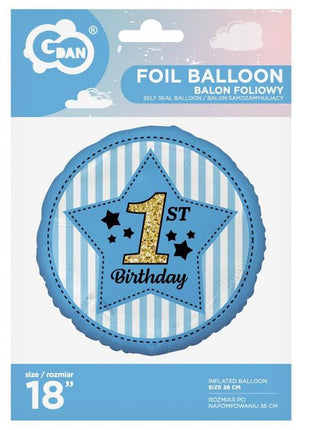 Első születésnap Blue fólia lufi 36 cm