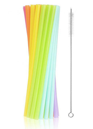Színes Colors műanyag újrafelhasználható szívószál 17 db-os + kefe