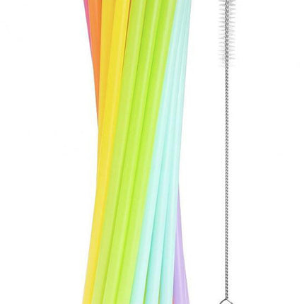 Színes Colors műanyag újrafelhasználható szívószál 17 db-os + kefe