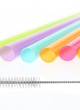 Színes Colors műanyag újrafelhasználható szívószál 17 db-os + kefe