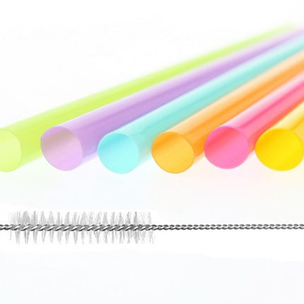Színes Colors műanyag újrafelhasználható szívószál 17 db-os + kefe