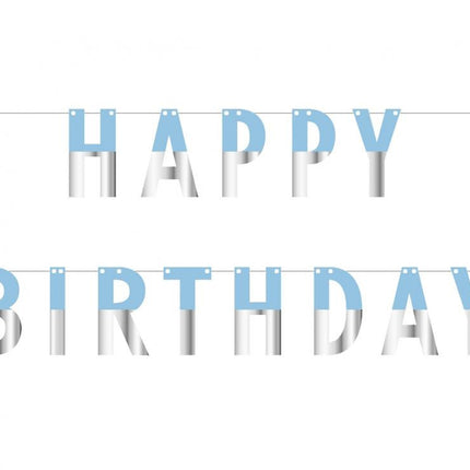 Kék Blue Silver Happy Birthday papír felirat 160 cm