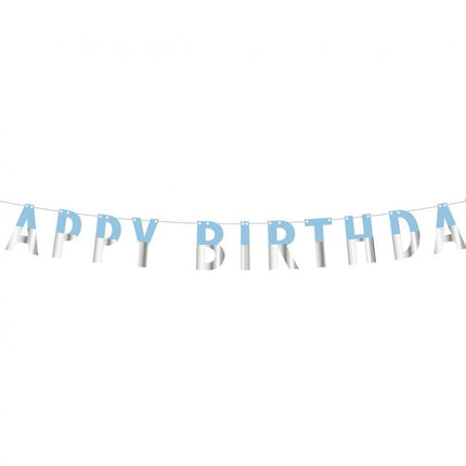 Kék Blue Silver Happy Birthday papír felirat 160 cm