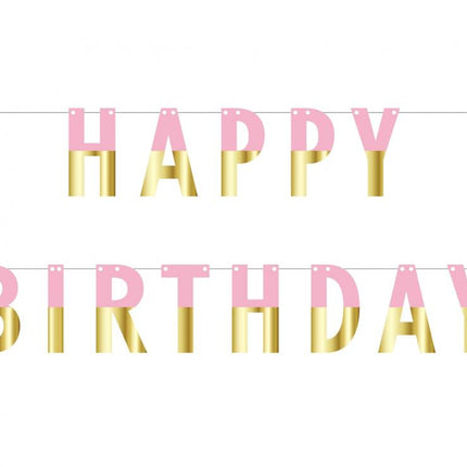 Rózsaszín Pink Gold Happy Birthday papír felirat 160 cm