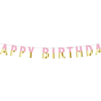 Rózsaszín Pink Gold Happy Birthday papír felirat 160 cm