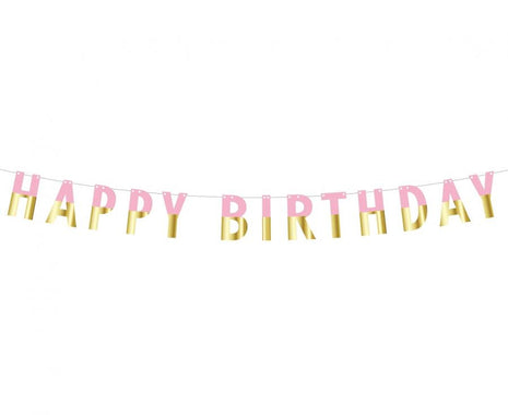 Rózsaszín Pink Gold Happy Birthday papír felirat 160 cm